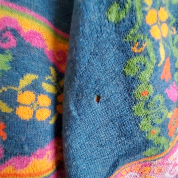 IVKO For Anthropologie Floral Pattern Cardigan Teal Sweater Made in Serbia M - Picture 8 of 10